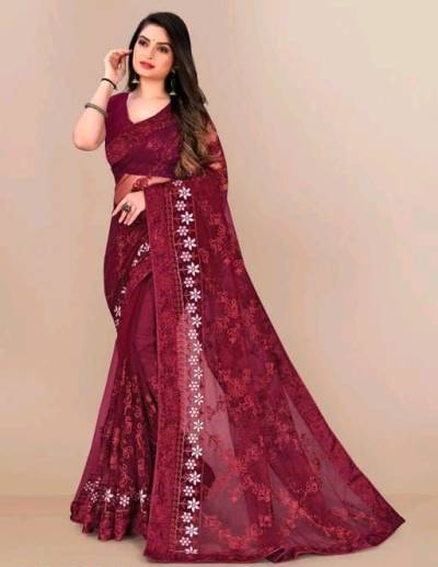 CM NET BY SAGAR IMPEX SOFT NET WITH EMBROIDERY SAREE EXPORTER IN INDIA